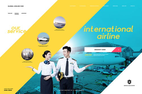 航空服务 企业形象 企业官网 web网页设计psd tit037t1386w9 web首焦海报